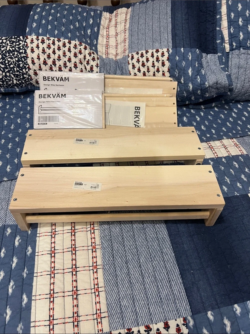 IKEA BEKVÄM Wall/Rail Spice Rack Shelf - Natural Wood
